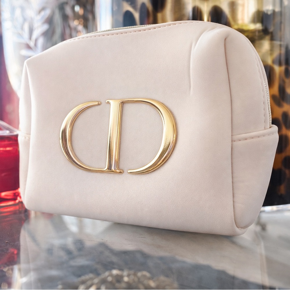 Elegant Cream Designer Pouch, Christian Dior